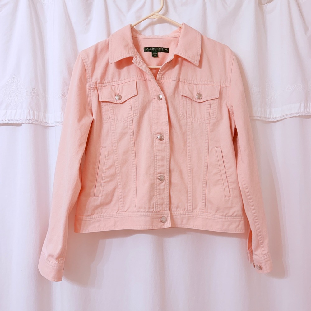 Lauren Jeans Co. Pink Denim Jacket- Size Tag Removed- ? Large- See Measurements